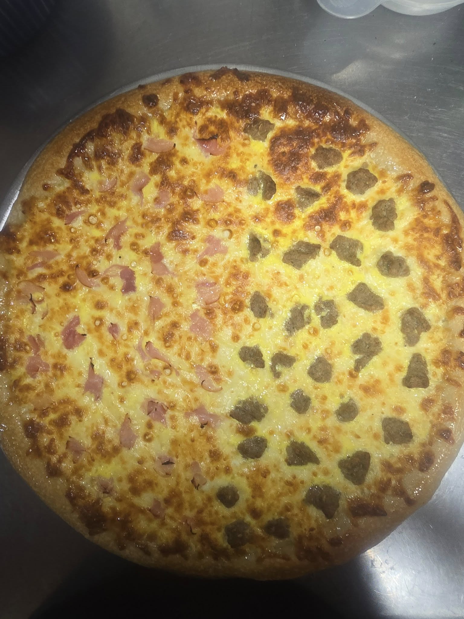 Homemade breakfast pizza weekend special